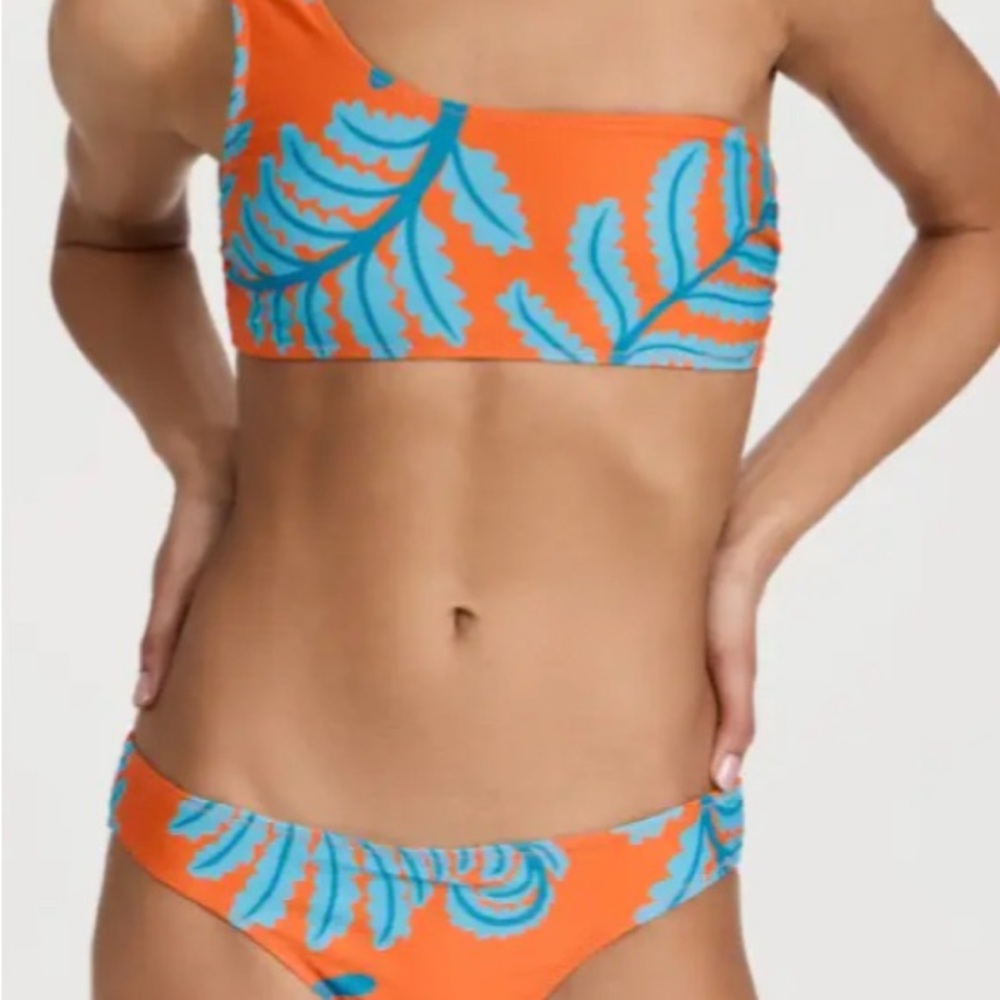 Solid and Striped one shoulder bikini